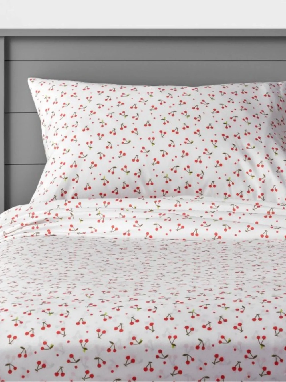 Pillowfort White Sheet Set with Red Cherry Print